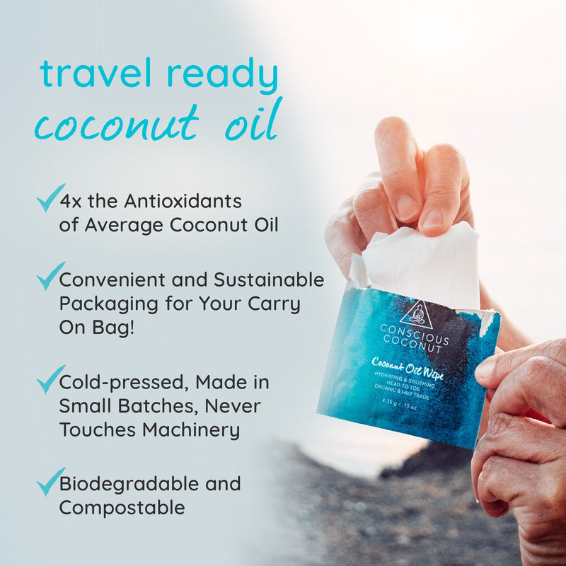 NEW Organic Coconut Oil Wipes (5 Travel Pack)